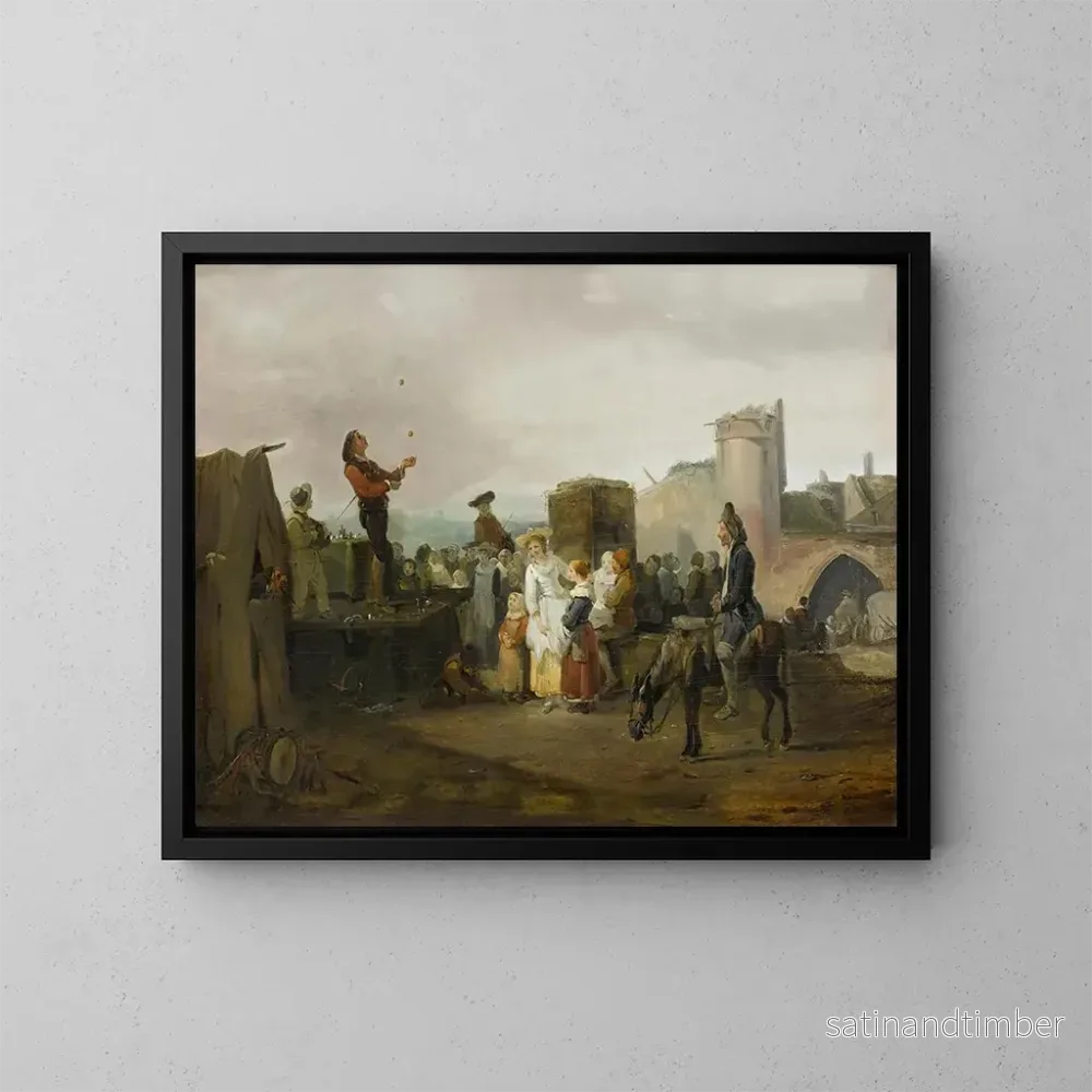 Reproduktion av målningen En bymarknad - Philibert-Louis Debucourt