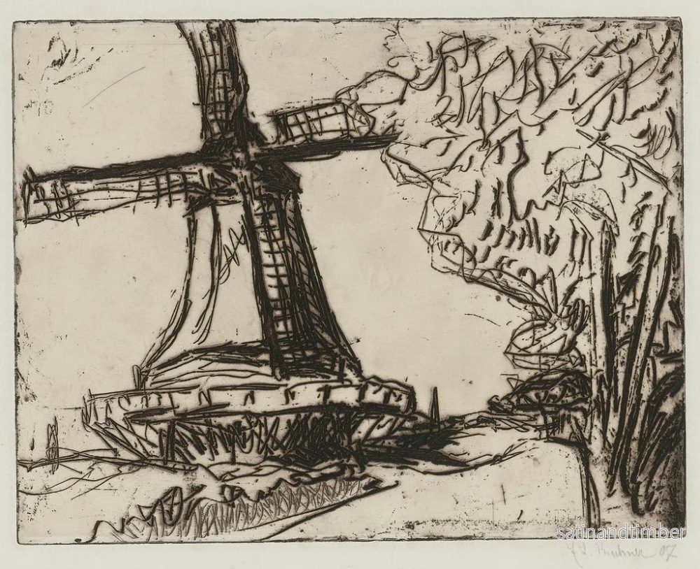 Reproduktion av målningen av väderkvarn på Fehmarn - Ernst Ludwig Kirchner - Bild 2