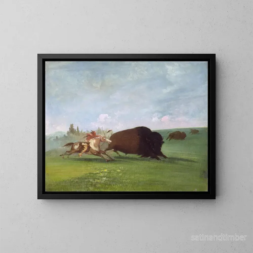 Reproduktion av målningen Jakt på buffeln, en enda död – George Catlin Reproduktion av målningen Jakt på buffeln, en enda död – George Catlin