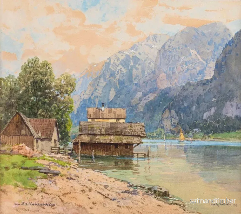 Reproduktion av målningen Båtar i Hallstatt - Fritz Lach - Bild 2