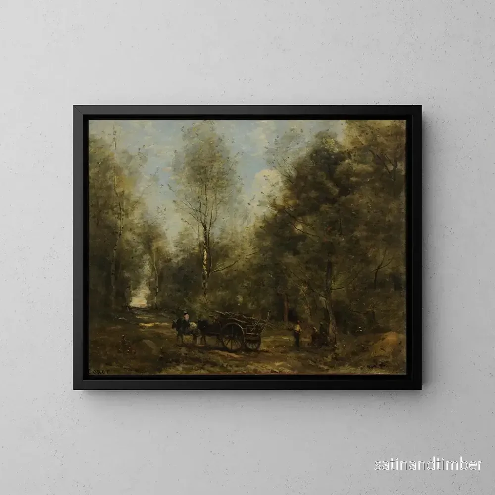 Reproduktion av målningen En allé i Wagnonville-skogen - Jean-Baptiste-Camille Corot