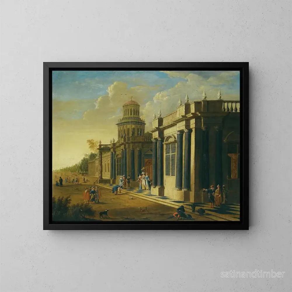 Reproduktion av målningen Eleganta figurer i orientalisk kostym nära ett palats - Jacob Peeters