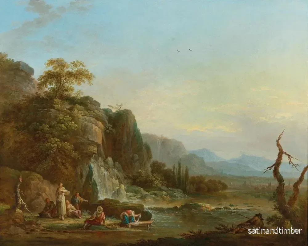 Reproduktion av målningen Landskap med floder och figurer - Jean Baptiste Claudot - Bild 2