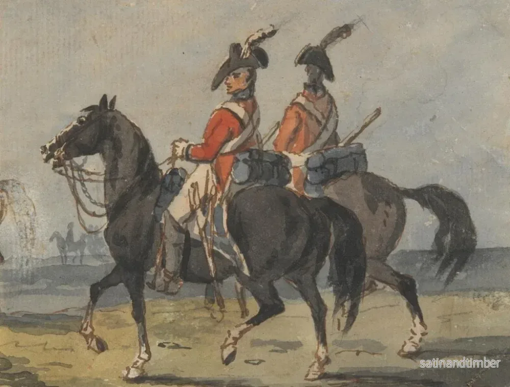 Reproduktion av målningen Två medlemmar av den kungliga hären till häst - Johann Conrad Gessner - Bild 2