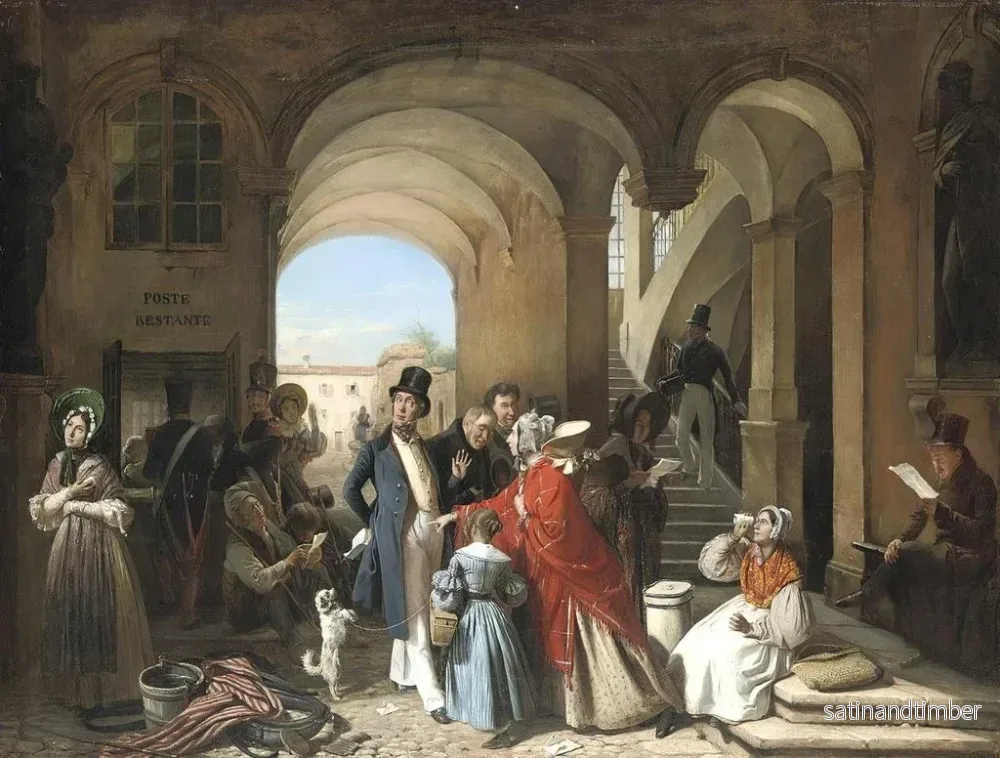 Reproduktion av målningen La Poste Restante - François-Auguste Biard - Bild 2