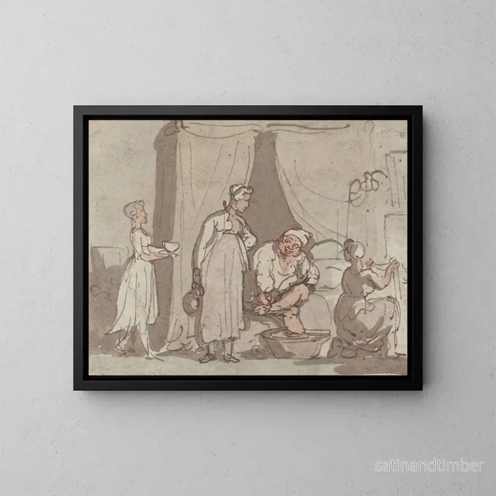 Reproduktion av målningen Le Bain de pieds - Thomas Rowlandson