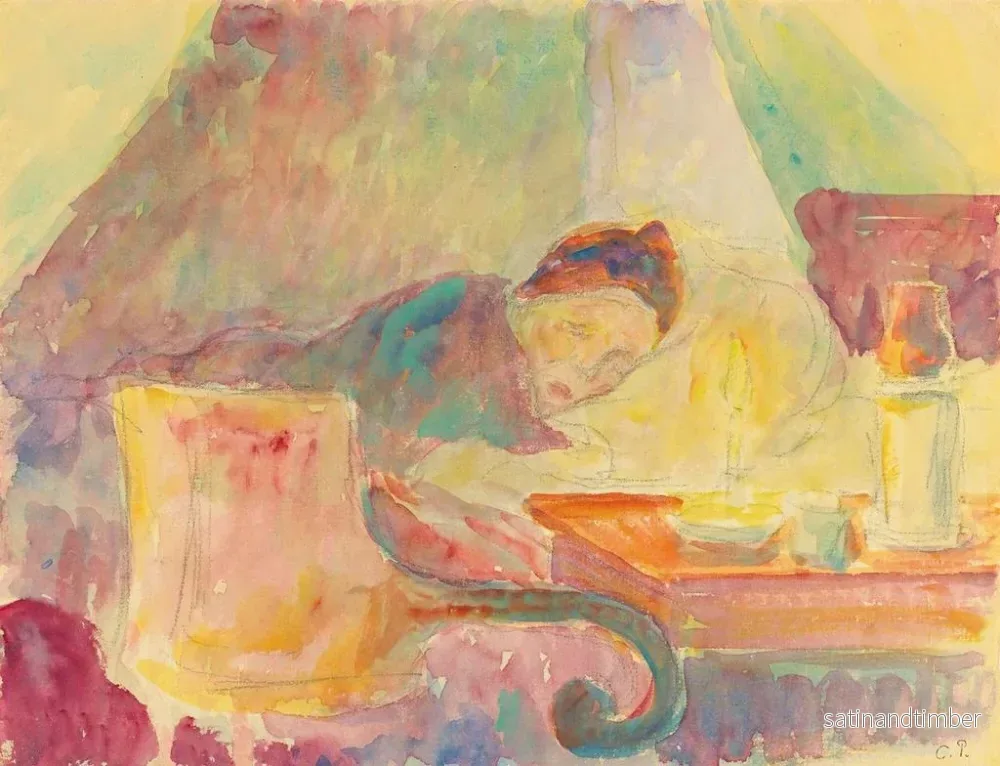 Reproduktion av målningen La mère de l'artiste au lit - Camille Pissarro - Bild 2