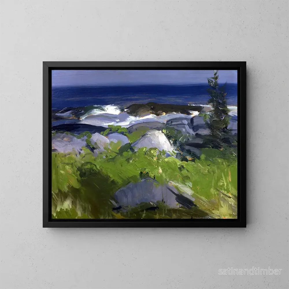 Reproduktion av målningen Rivage couvert de vignes, île Monhegan – George Wesley Bellows Reproduktion av målningen Rivage couvert de vignes, île Monhegan – George Wesley Bellows