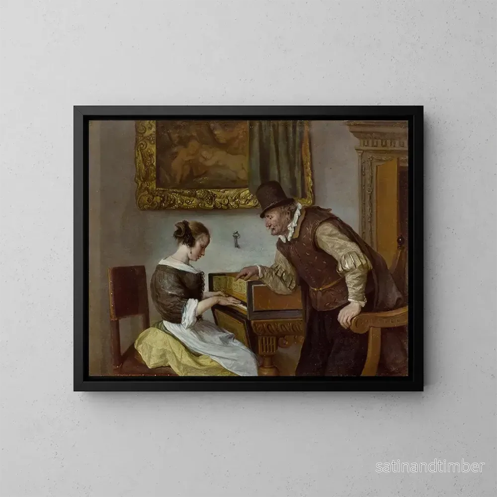 Reproduktion av målningen La leçon de clavecin - Jan Steen