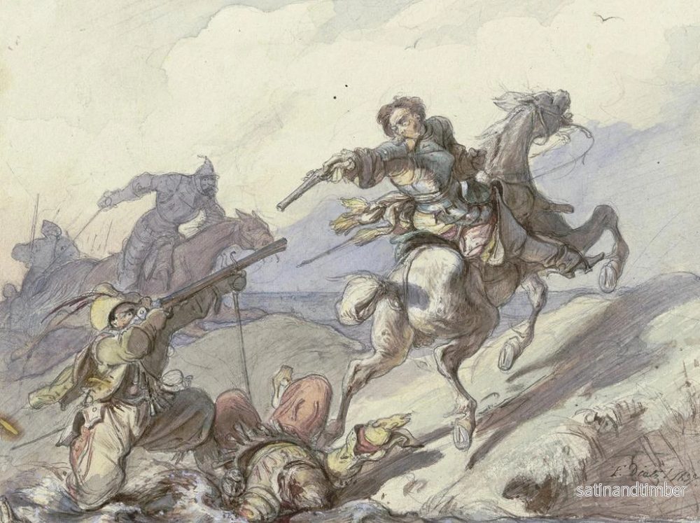 Reproduktion av målningen Attaque des chevaliers - Friedrich Dietz - Bild 2