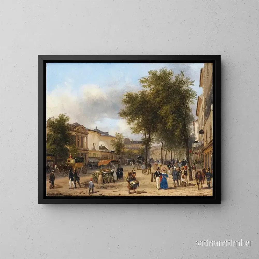 Reproduktion av målningen Paris, vy av Théâtre des Variétés på Boulevard Montmartre - Giuseppe Canella