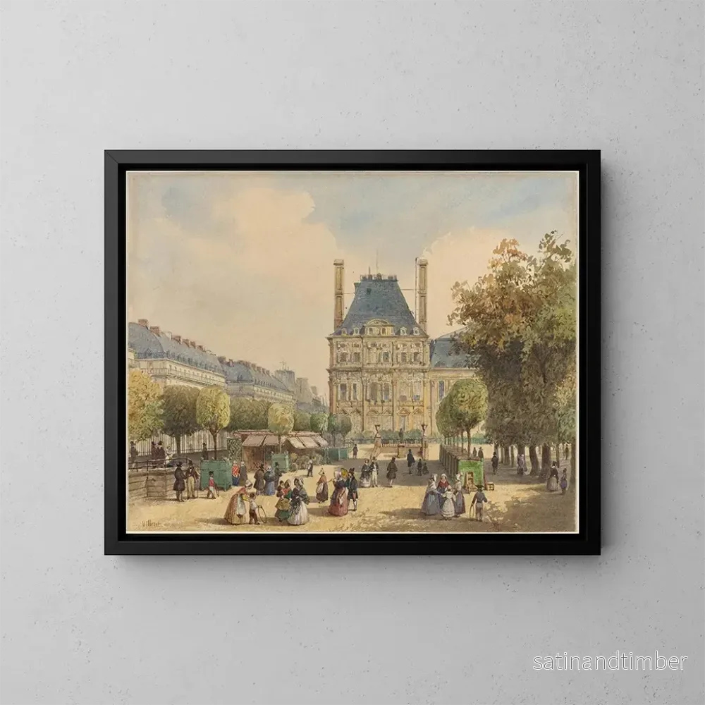 Reproduktion av målningen Rue de Rivoli och Pavillon Marsan – François Étienne Villeret Reproduktion av målningen Rue de Rivoli och Pavillon Marsan – François Étienne Villeret