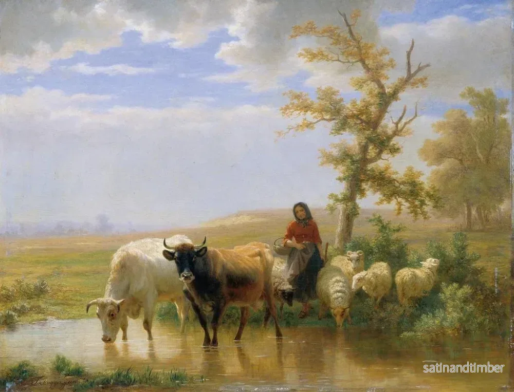 Reproduktion av målningen Khe och får - Edmond Jean-Baptiste Tschaggeny - Bild 2