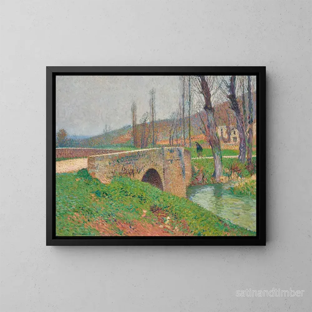 Reproduktion av målningen av bron under en grå himmel - Henri Martin