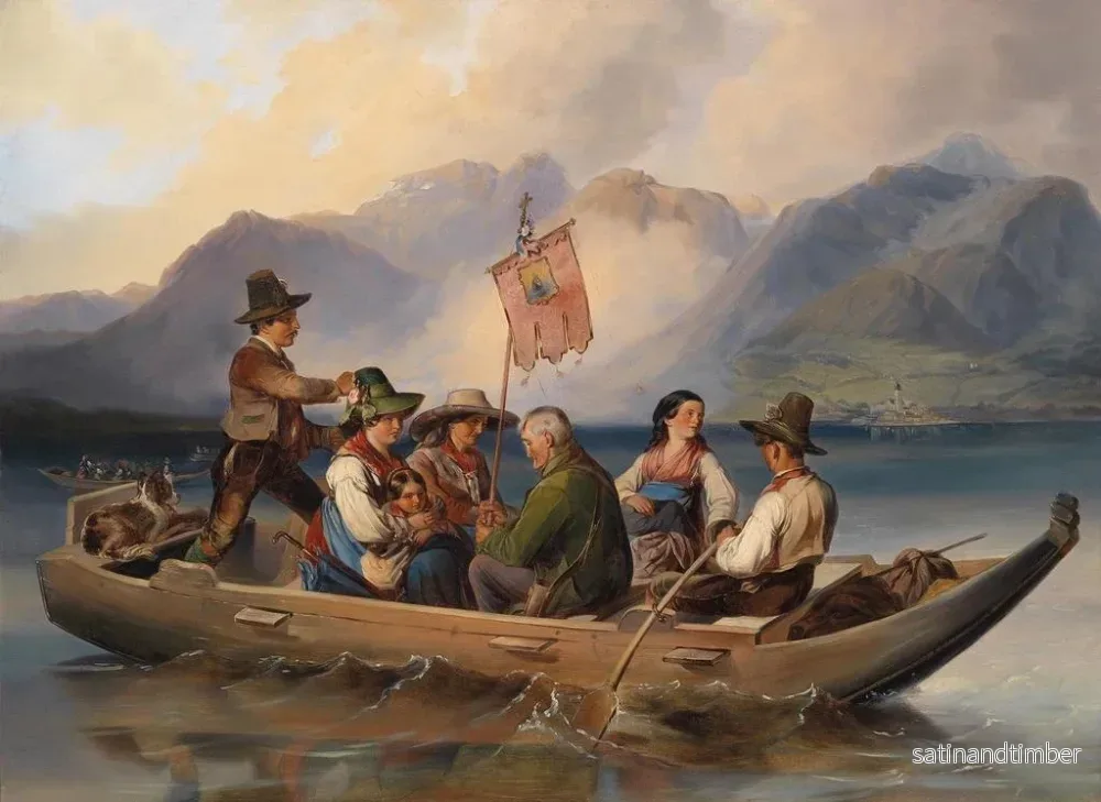 Reproduktion av målningen Traversée sur le lac Wolfgang - Johann Matthias Ranftl - Bild 2