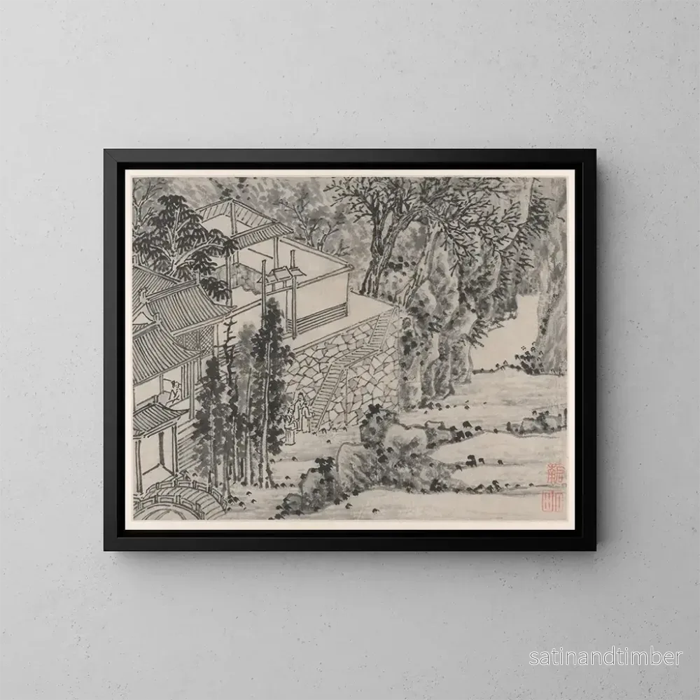 Reproduktion av målningen Le Retraite de Pierre Éclairée – Shen Zhou Reproduktion av målningen Le Retraite de Pierre Éclairée – Shen Zhou