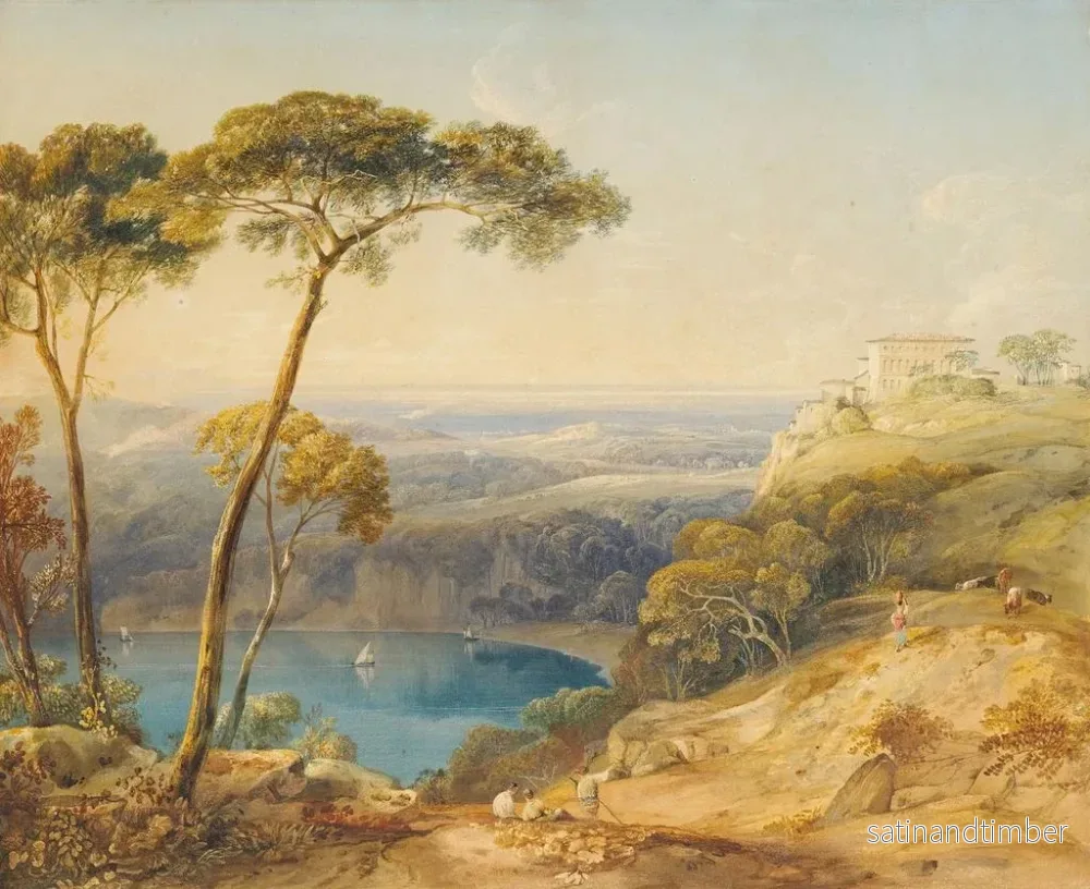 Reproduktion av målningen av Lac Nemi med Pontins träsk i bakgrunden - Copley Fielding - Bild 2