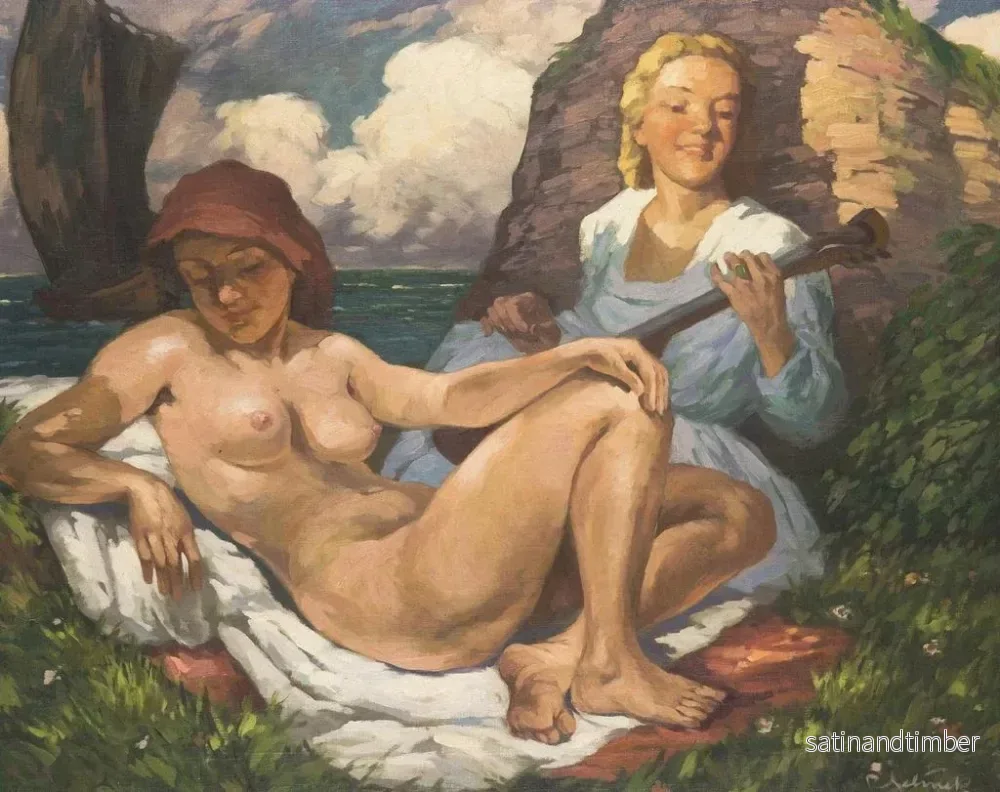 Reproduktion av målningen Repos vid havskanten - Rudolf Jelinek - Bild 2