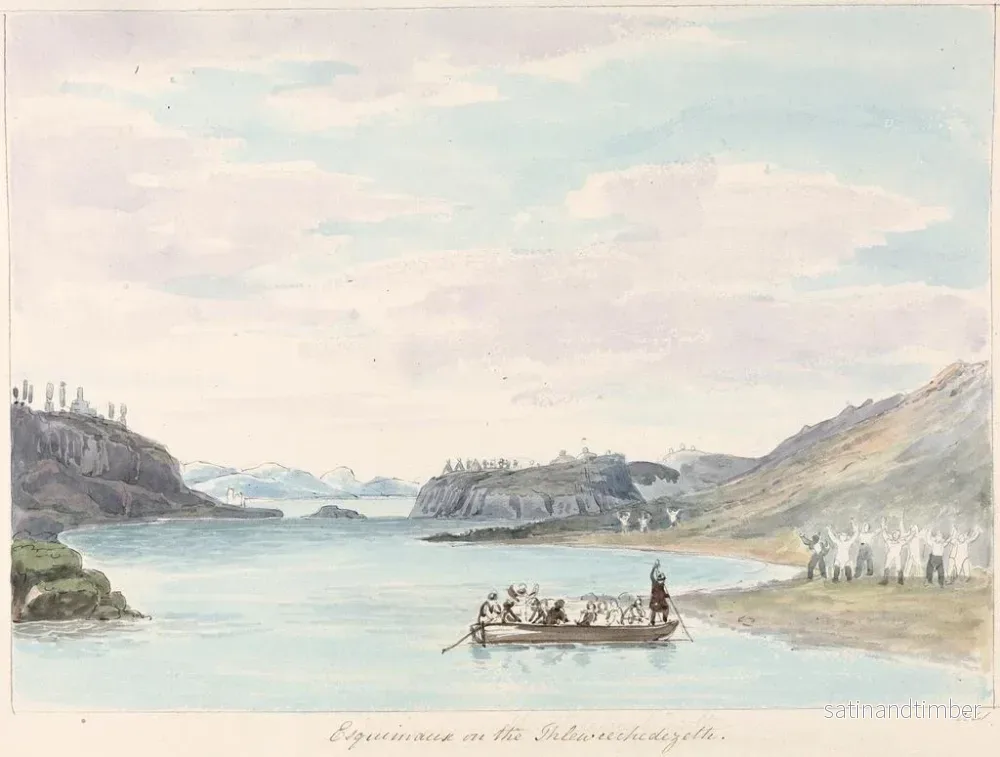 Reproduktion av målningen av samtal med eskimåerna i Thleweechodezeth - Charles Hamilton Smith - Bild 2