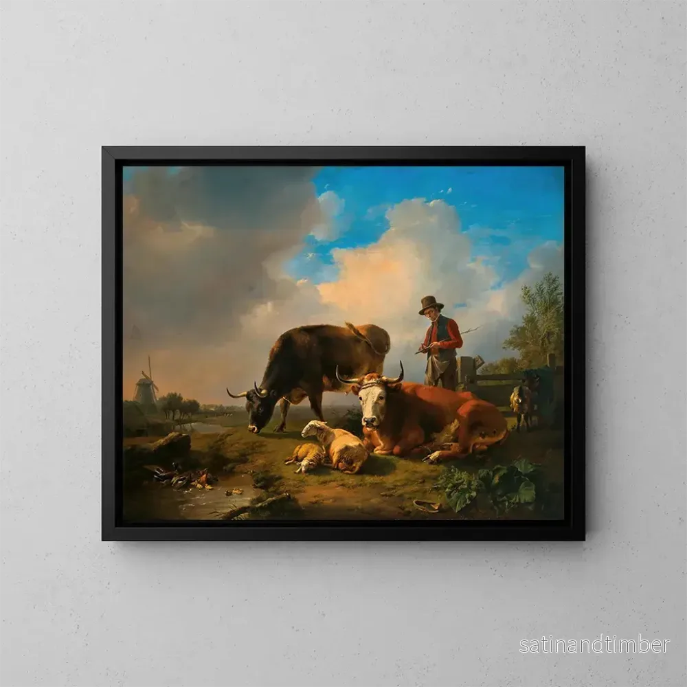 Reproduktion av målningen En idyllisk pastoral - Eugène Joseph Verboeckhoven