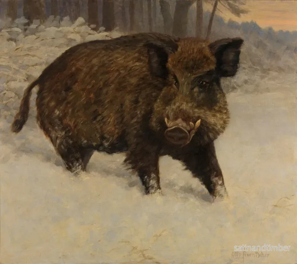 Reproduktion av målningen Sanglier dans la neige - Otto Fikentscher - Bild 2
