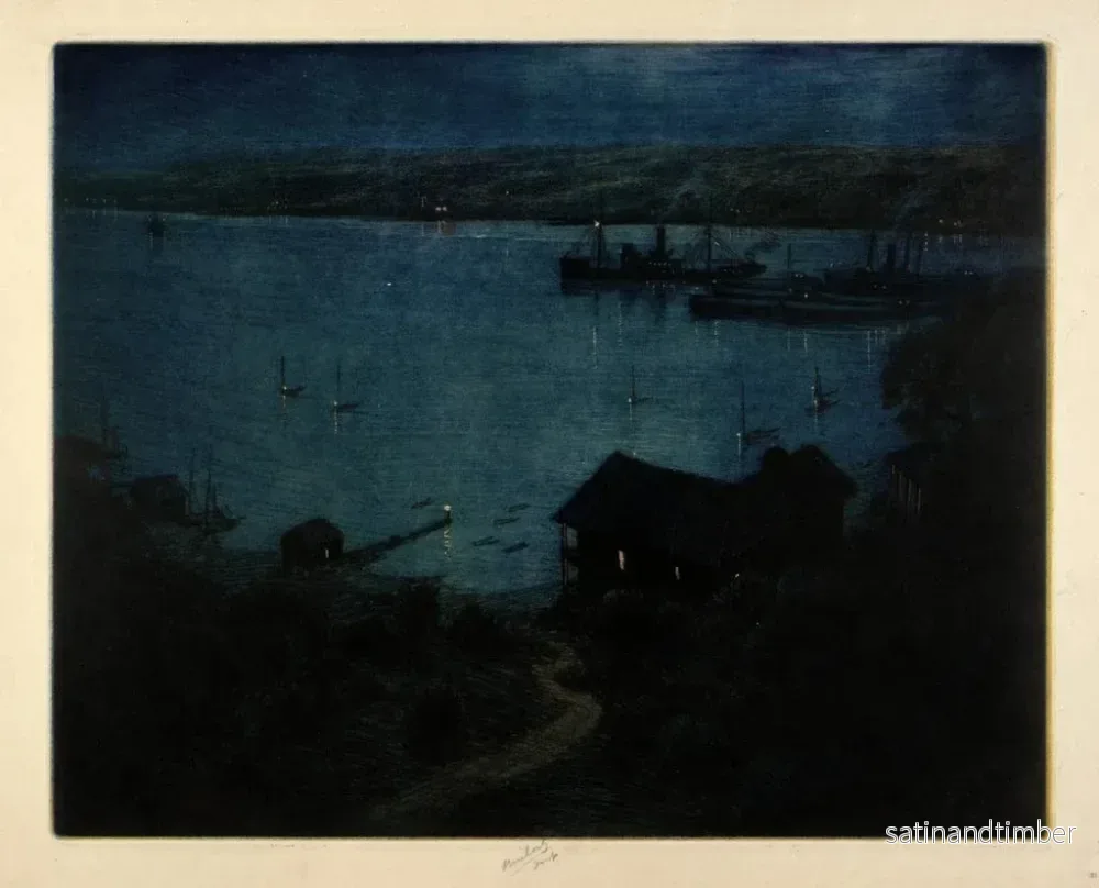 Reproduktion av målningen av månljus över Hudsonfloden - Charles Frederick William Mielatz - Bild 2