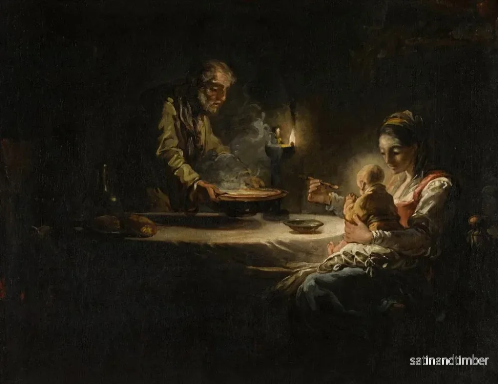 Reproduktion av målningen En inomhusscen med den heliga familjen vid bordet - Jean-Honoré Fragonard-kretsen - Bild 2