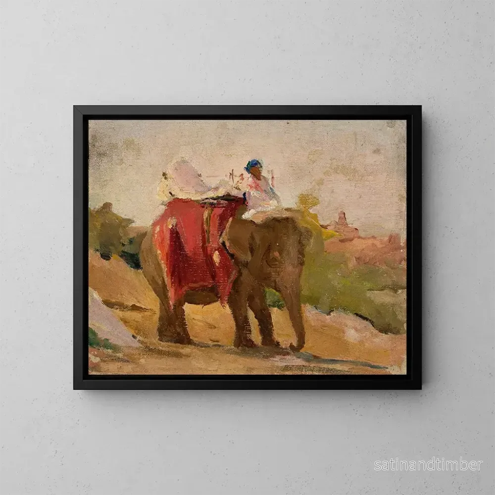 Reproduktion av målningen Chittorgarh, min resandeelefant i Indien - Jan Cybis
