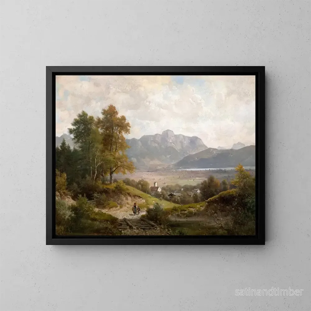 Reproduktion av målningen Vue sur le lac de Kochel et le Jochberg - Ludwig Sckell