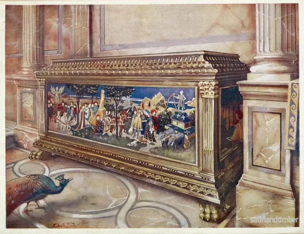 Reproduktion av målningen bröllopskista eller cassone vid Victoria and Albert Museum i South Kensington, Italien, Florens, troligen omkring 1550 - Edwin Foley - Bild 2
