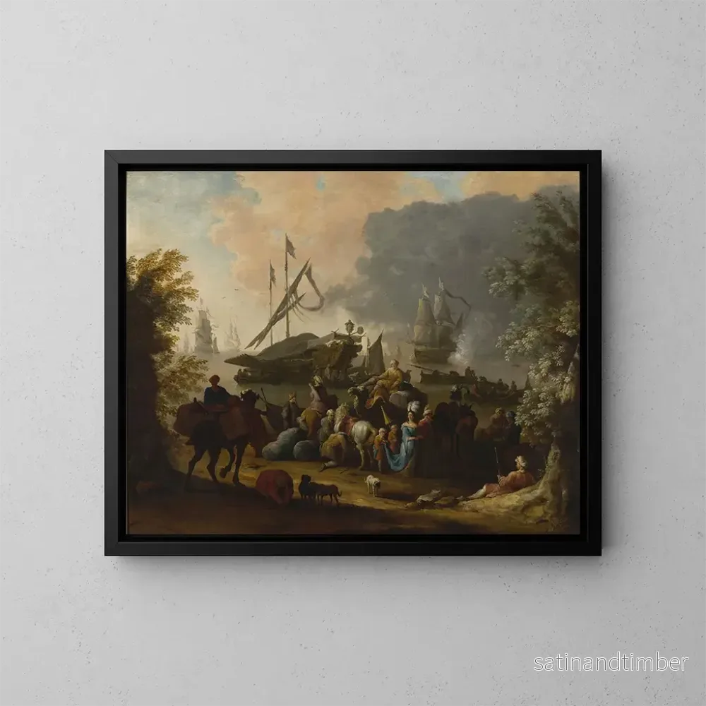 Reproduktion av målningen Scen i en orientalisk hamn - Hendrik van Minderhout