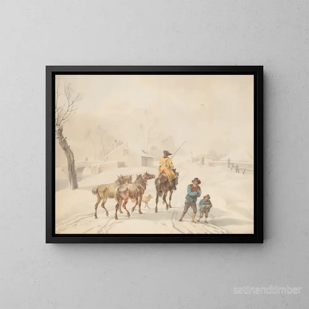 Reproduktion av målningen Postillon à cheval dans un paysage d'hiver - Wilhelm von Kobell