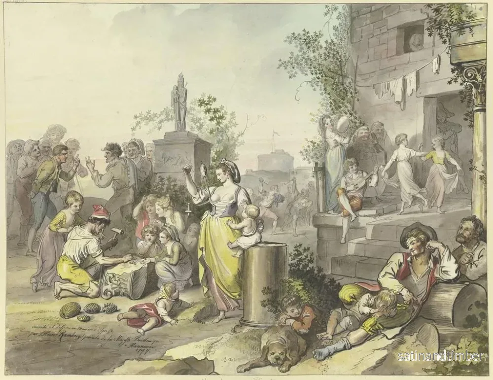 Reproduktion av målningen Divertissements à Trastevere - Johann Heinrich Ramberg - Bild 2