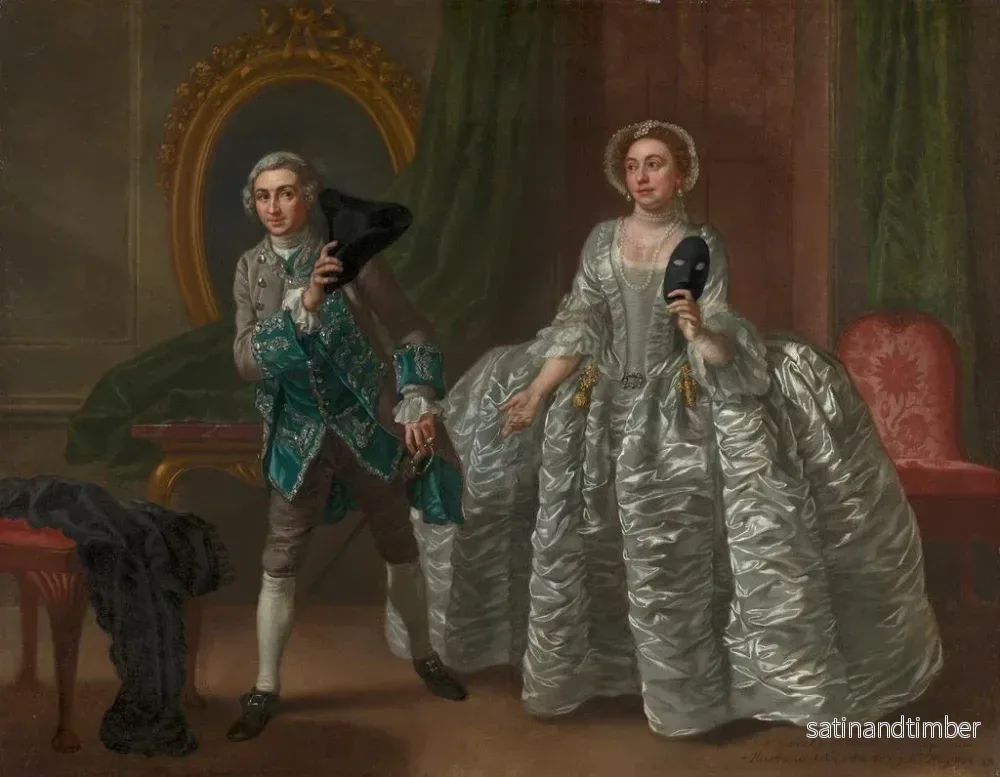 Reproduktion av målningen David Garrick och Mme Pritchard i Le Mari suspicieux av Benjamin Hoadly - Francis Hayman - Bild 2