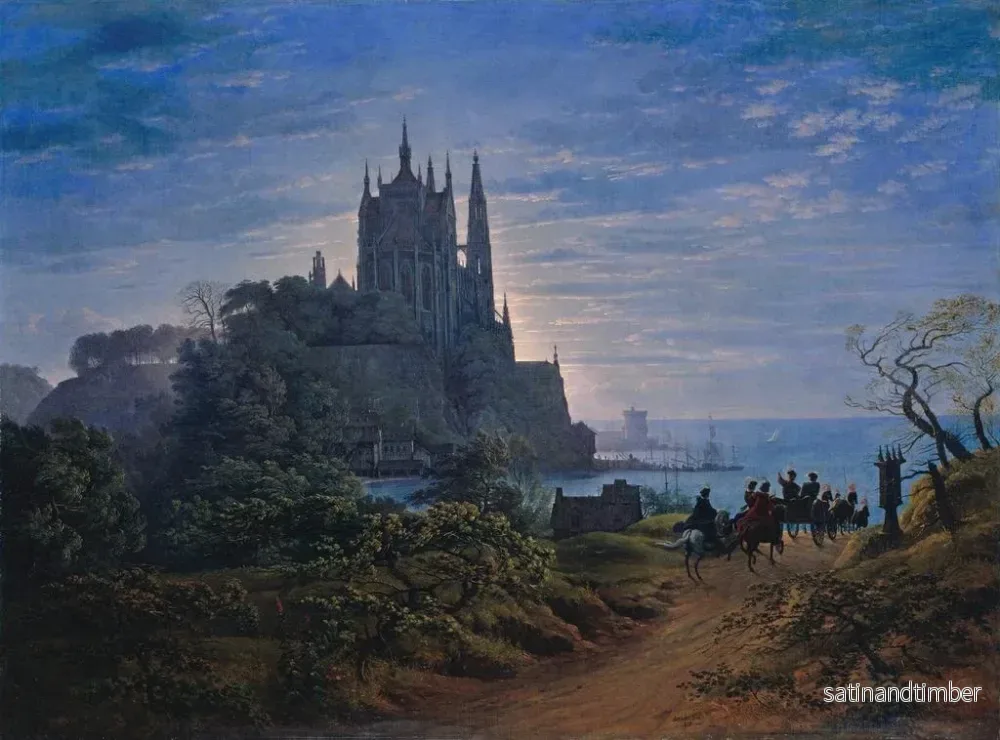 Reproduktion av målningen av gotisk kyrka på en klippa vid havet - Karl Friedrich Schinkel - Bild 2