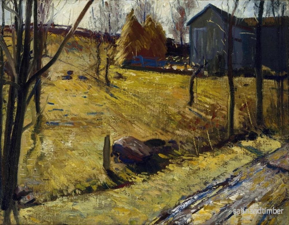 Reproduktion av målningen av höskullar och lada - George Wesley Bellows - Bild 2