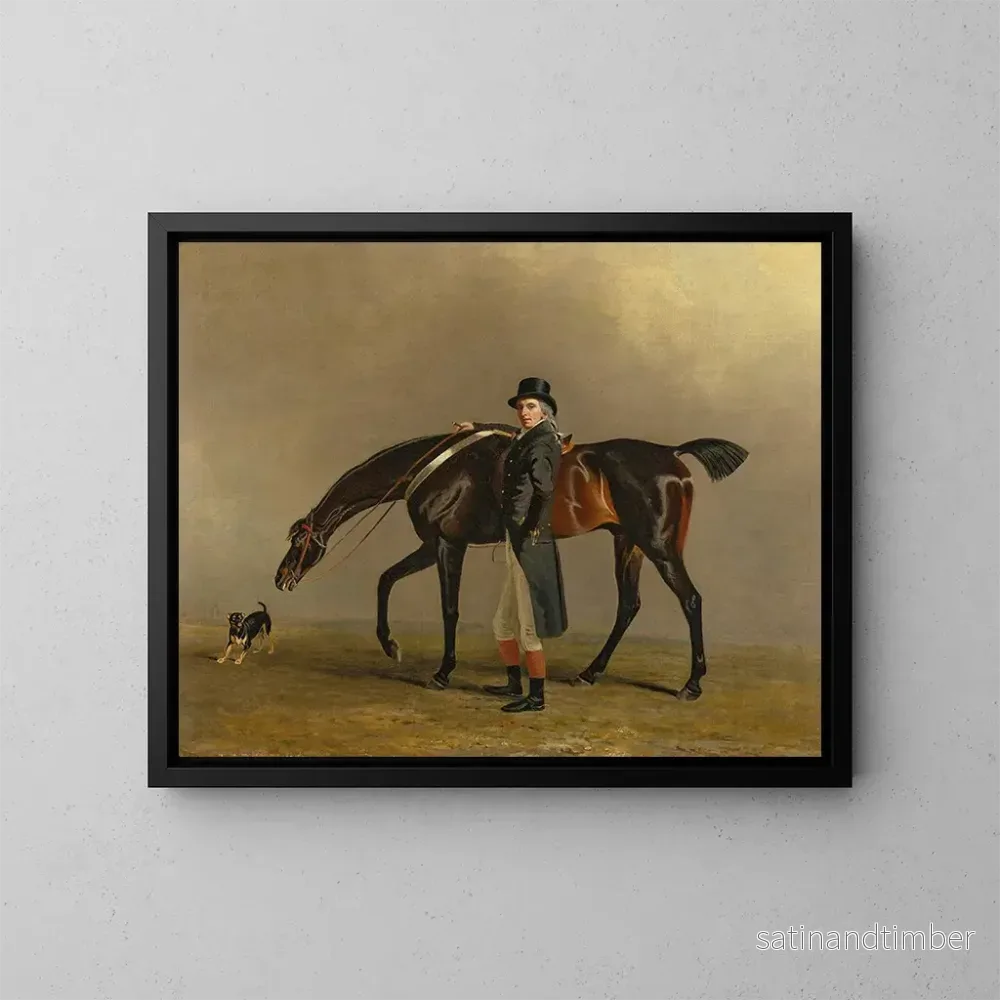 Reproduktion av målningen Le Honorable Peniston Lamb avec son cheval Assassin et son chien Tanner – Benjamin Marshall Reproduktion av målningen Le Honorable Peniston Lamb avec son cheval Assassin et son chien Tanner – Benjamin Marshall