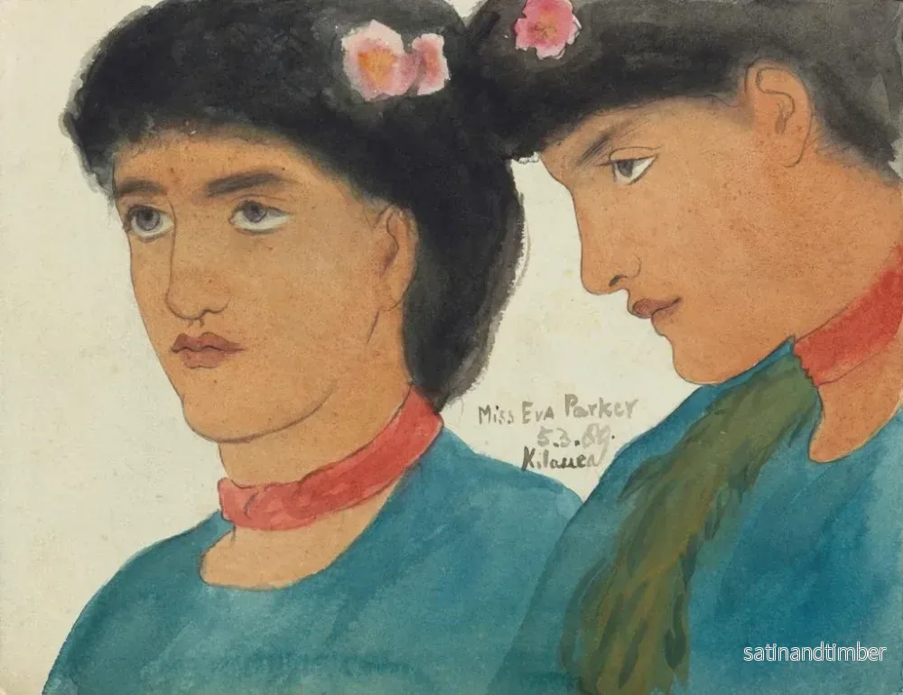 Reproduktion av målningen Mademoiselle Eva Parker Kilauea, Hawaiiöarna - Edward Clifford - Bild 2
