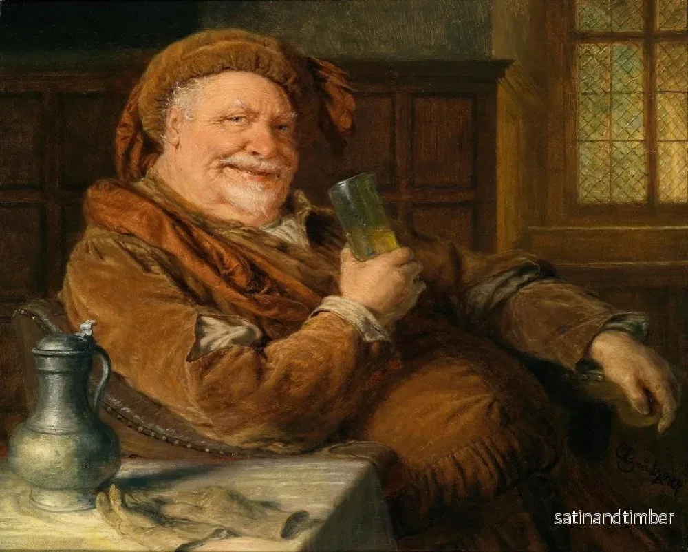 Reproduktion av målningen Falstaff med en tennkanna och ett vinglas - Eduard von Grützner - Bild 2