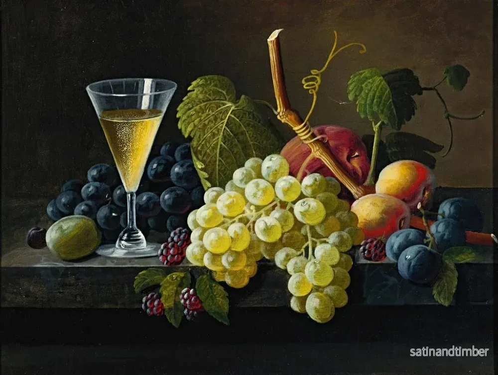 Reproduktion av målningen av stilleben med ett glas champagne - Severin Roesen - Bild 2