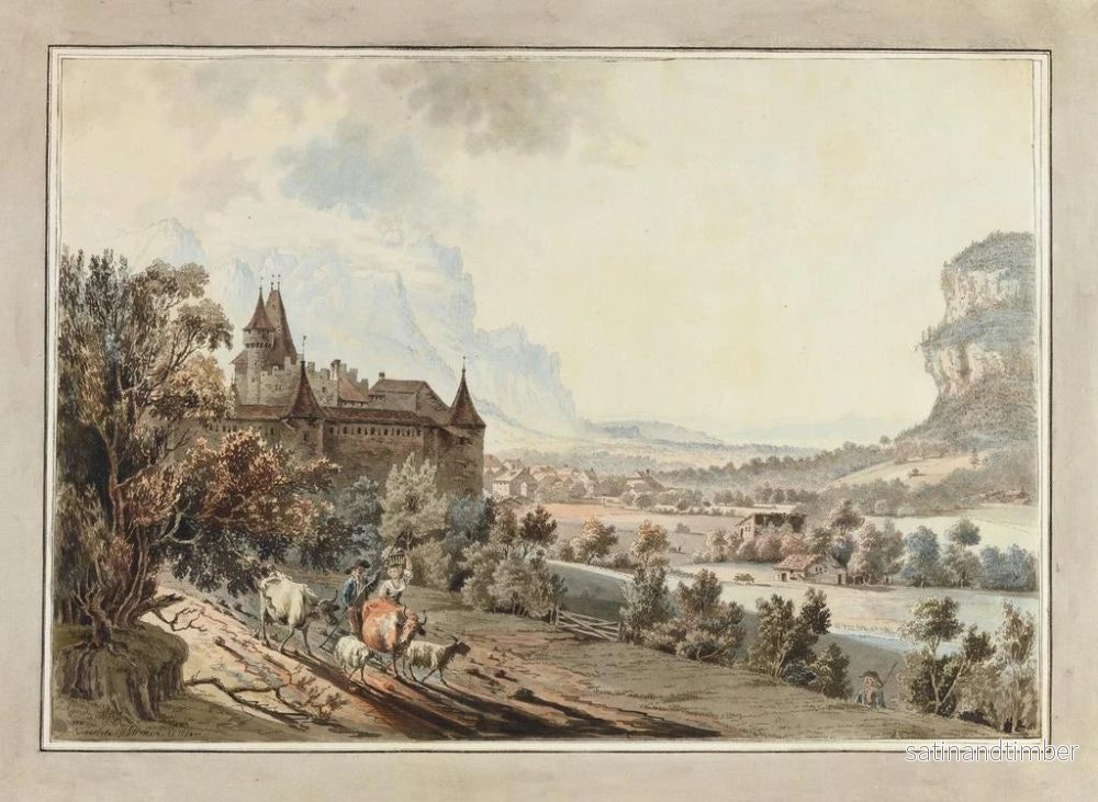 Reproduktion av målningen Vue du château d'Aigle - Johann Karl Müllner - Bild 2