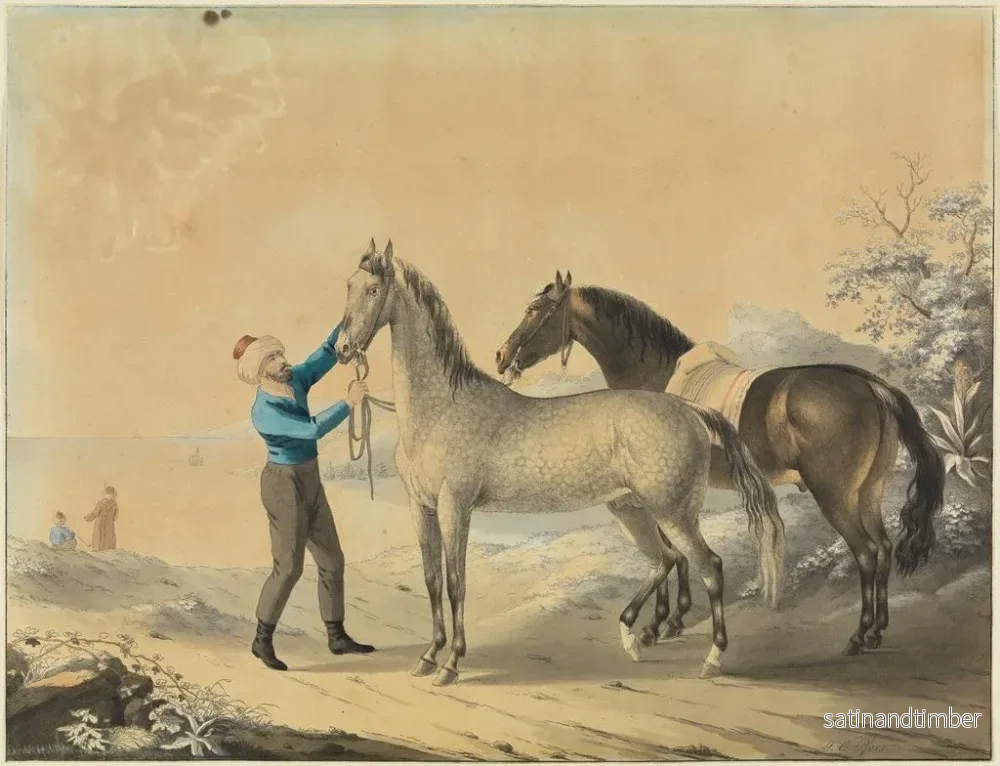 Reproduktion av målningen Cavalier med två hästar vid havskanten - Johann Georg Pforr - Bild 2