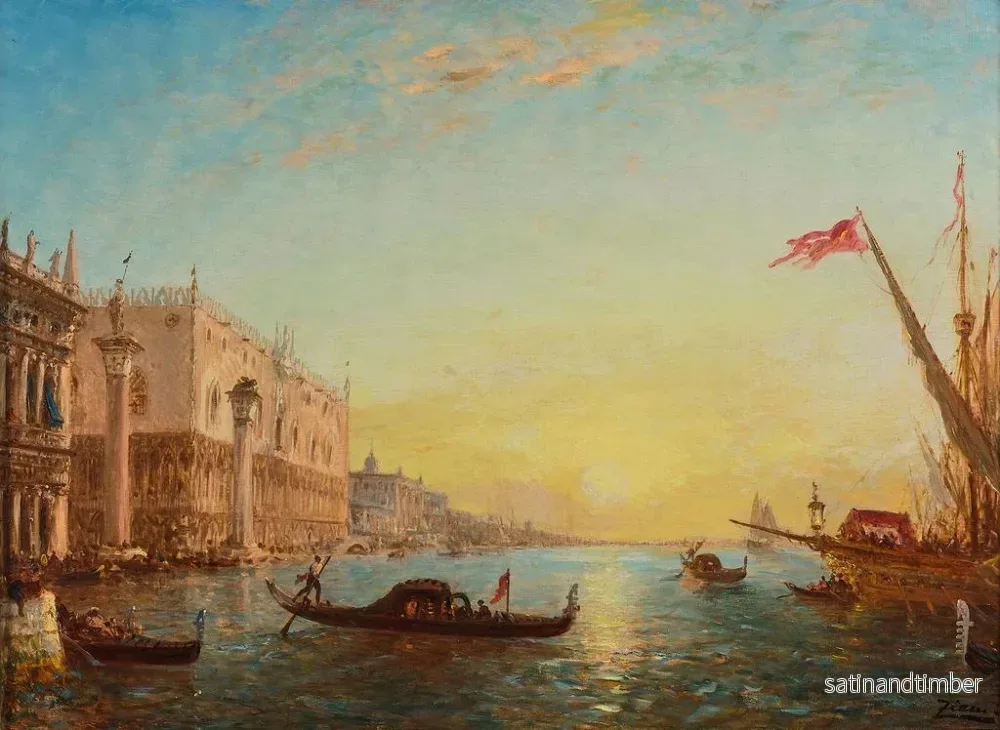 Reproduktion av målningen Soluppgång framför Piazzetta och Dogepalatset, Venedig - Félix Ziem - Bild 2