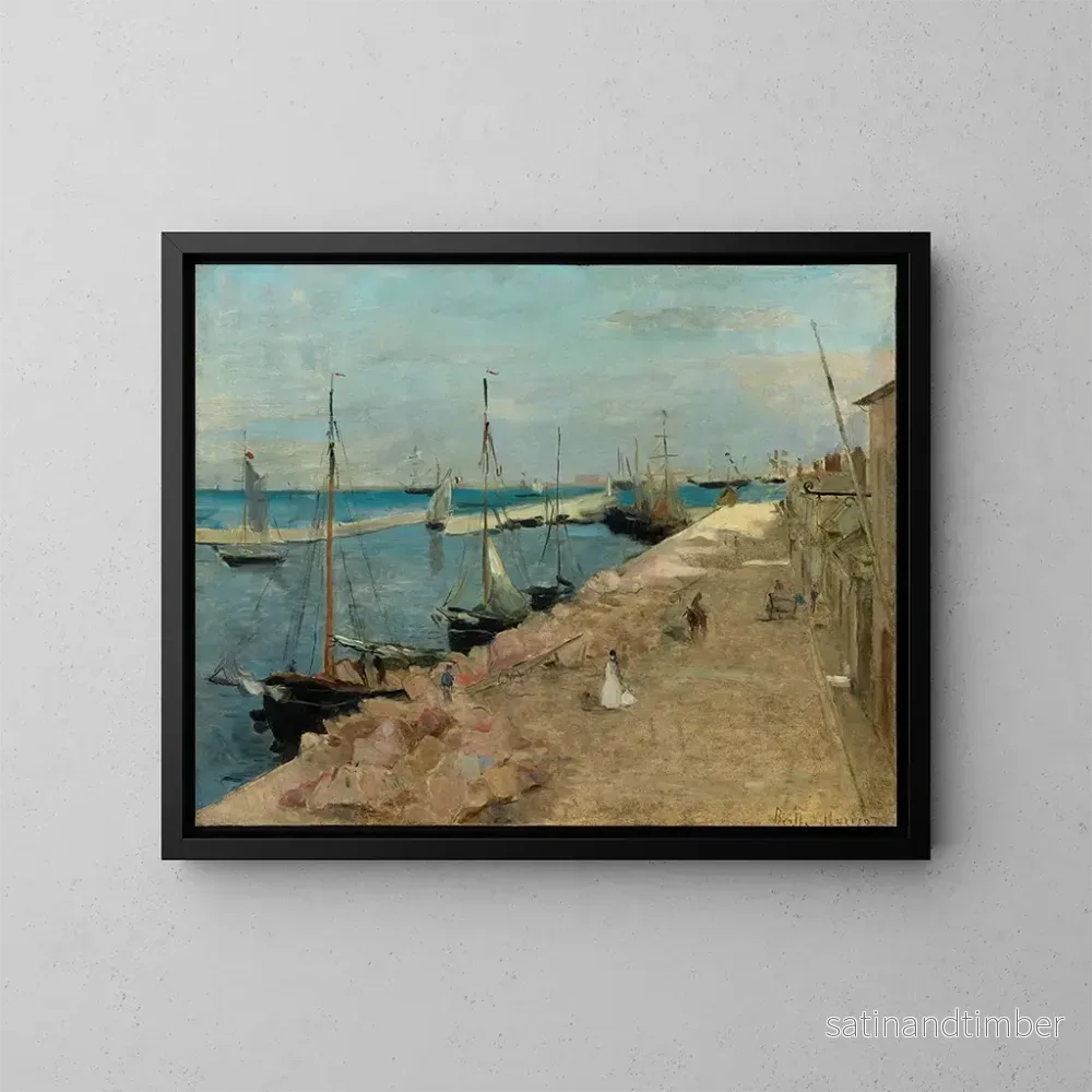 Reproduktion av målningen Le port de Cherbourg - Berthe Morisot