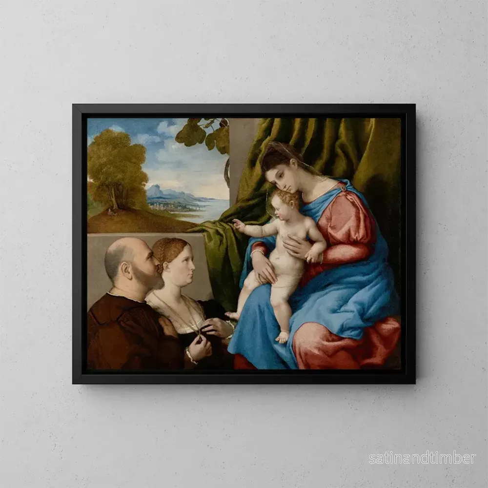 Reproduktion av målningen av Jungfru Maria med barnet och två donatorer - Lorenzo Lotto