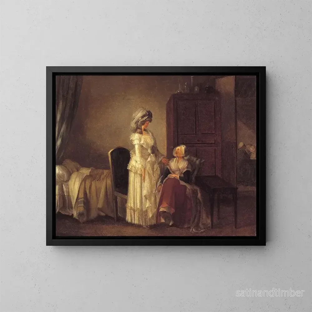 Reproduktion av målningen La Visite de la convalescente - Jean-Baptiste Mallet