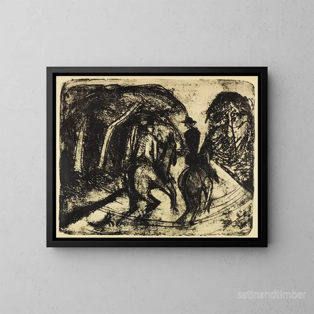 Reproduktion av målningen Cavalier dans le Grunewald - Ernst Ludwig Kirchner