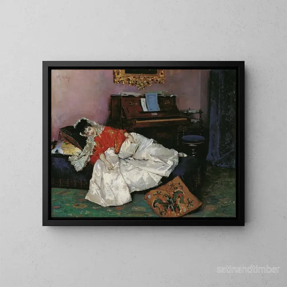 Reproduktion av målningen La lecture d'Aline Masson - Raimundo de Madrazo y Garreta