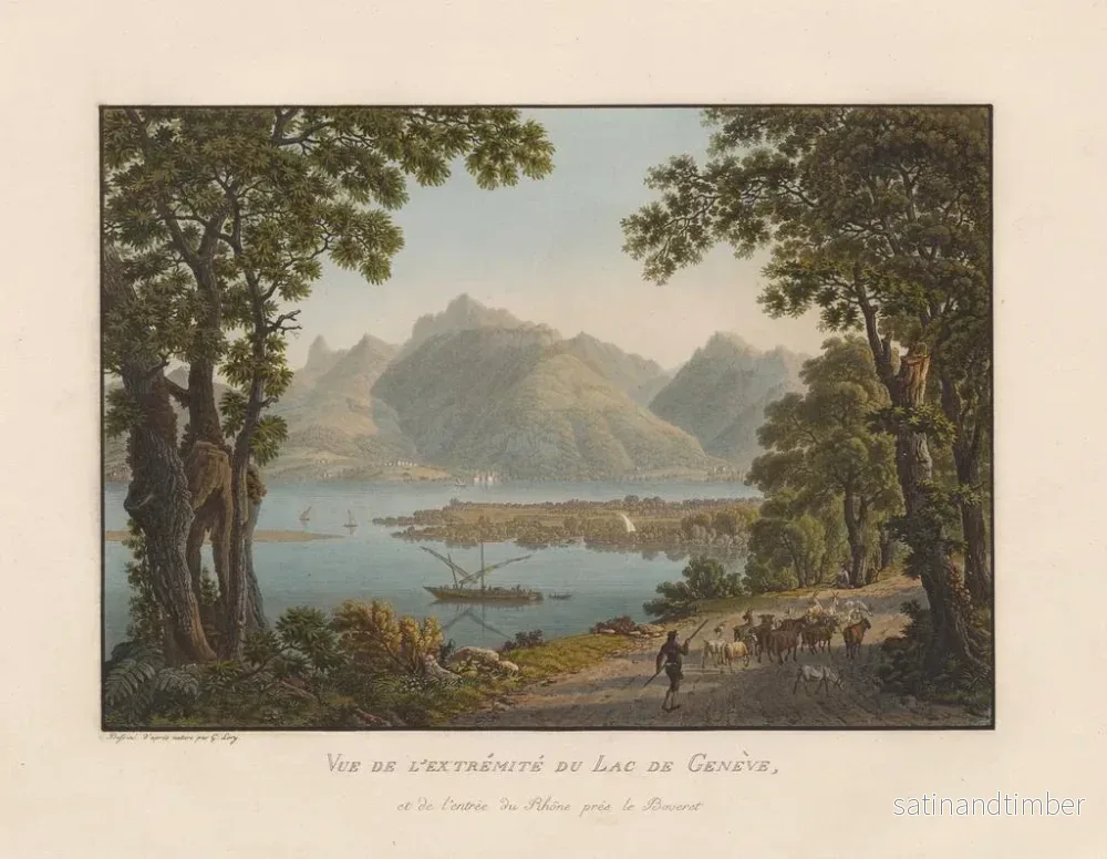 Reproduktion av målningen Vy av den yttersta delen av Genèvesjön och ingången till Rhône nära Bouveret - Gabriel Lory den Yngre - Bild 2