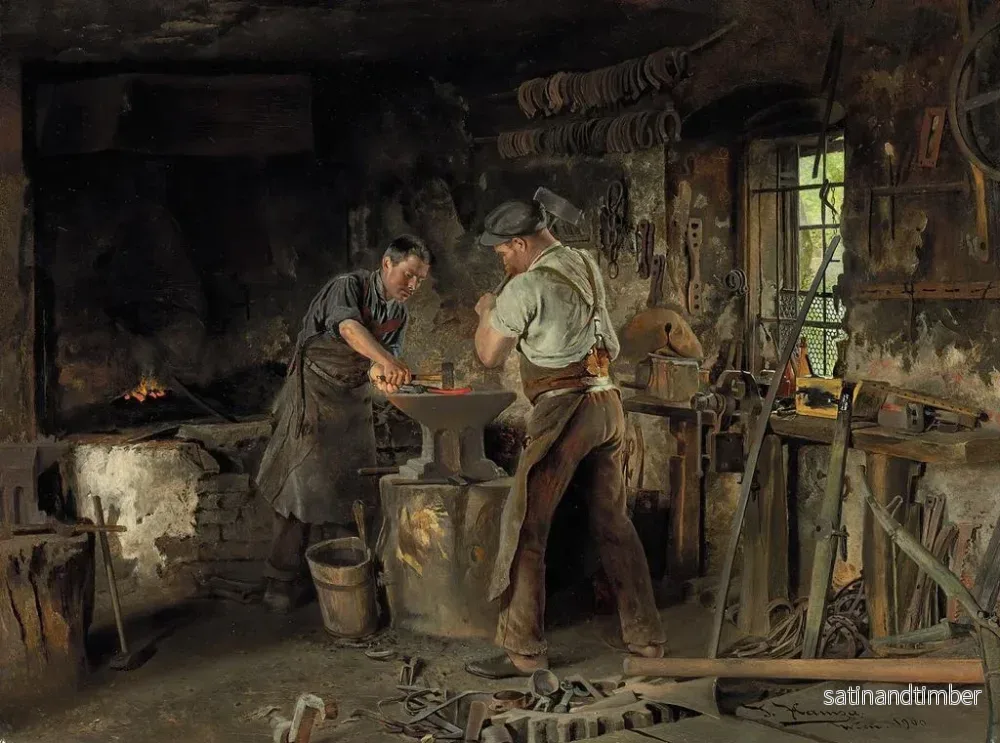 Reproduktion av målningen La forge du forgeron - Johann Hamza - Bild 2
